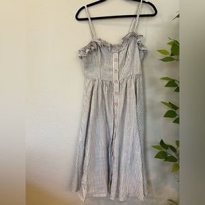 Laich Striped Ruffled-Trim Midi Dress | 6